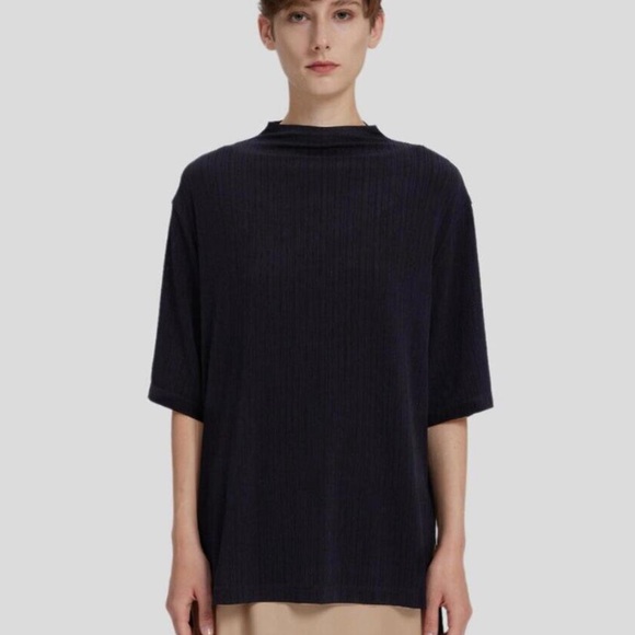 LATELLIER High Standing Mock Neck Collar Top Size Large $89 - Picture 1 of 13